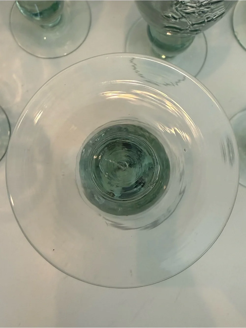 Vintage Light Green Embossed Leaf & Vine Water Wine Goblet 7” Glass